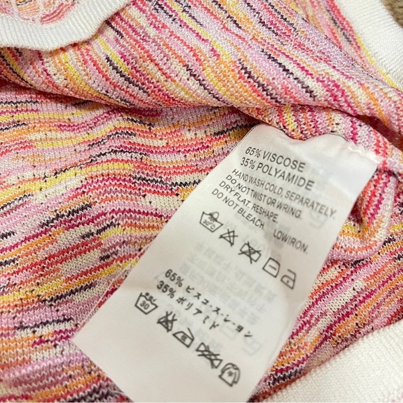 Vintage Camela Geometric Rainbow Knit V-Neck Tee Pink - Picture 9 of 13